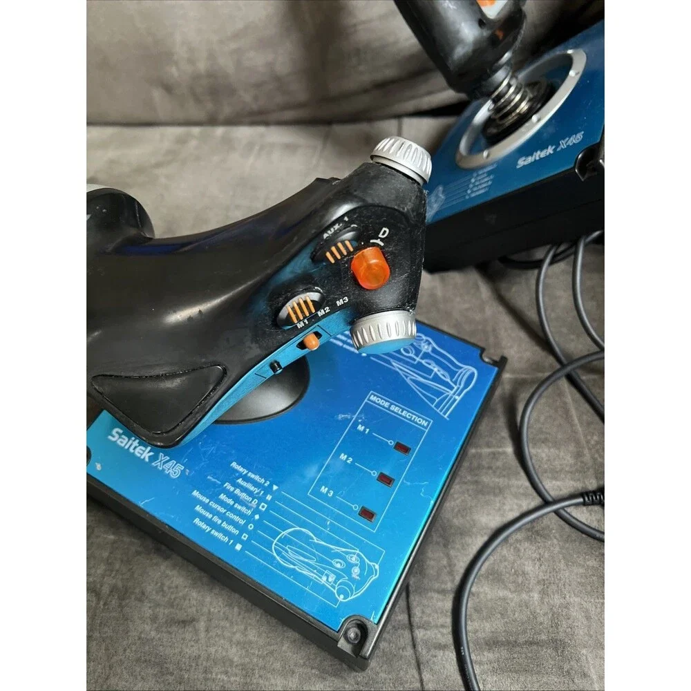 Saitek X45 Flight Control J24C Flight Stick &Throttle Joy Controller Flight Sim